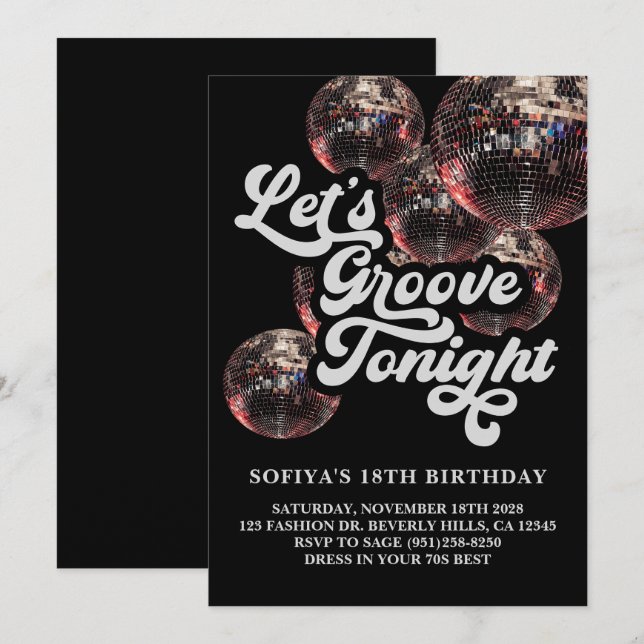 Retro Disco Ball 70s Groovy Party Invitation (Front/Back)