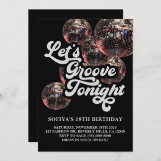Retro Disco Ball 70s Groovy Party Invitation