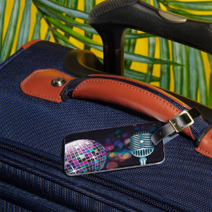 Retro Disco Ball and Vintage Microphone Luggage Tag