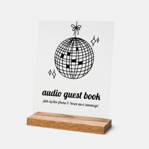 Retro Disco Ball Audio Guest Book Acrylic Sign