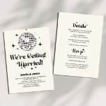 Retro Disco Ball Black White Wedding Invitation<br><div class="desc">retro 70s groovy wedding invitation,  retro wedding invite with Rsvp and Details in the back,  black and white Wedding Invite ,  disco ball Wedding,  disco ball wedding invite .</div>