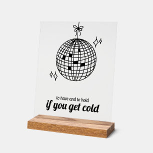 Retro Disco Ball Blanket Favour Wedding Acrylic Sign