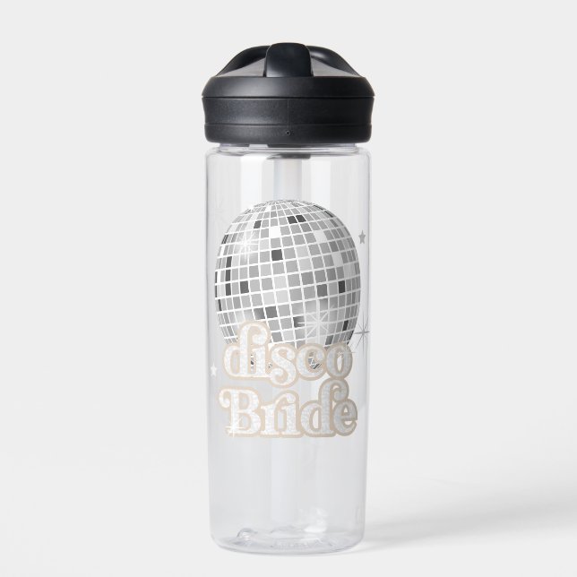 Retro Disco Ball Bridal Shower Disco Bride Water Bottle (Front)