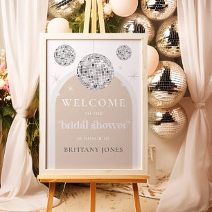 Retro Disco Ball Bridal Shower Welcome Poster