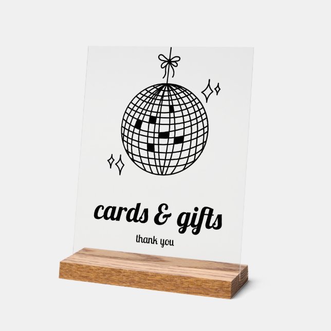 Retro Disco Ball Cards & Gifts Acrylic Sign (Angle)
