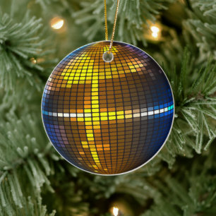 Retro Disco Ball Ceramic Ornament