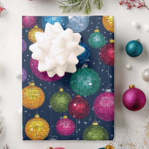 Retro Disco Ball Christmas Wrapping Paper Sheet