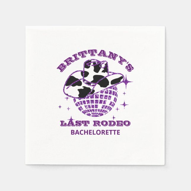 Retro Disco Ball Cowgirl Hat Bachelorette Party Napkin (Front)