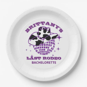 Retro Disco Ball Cowgirl Hat Bachelorette Party Paper Plate