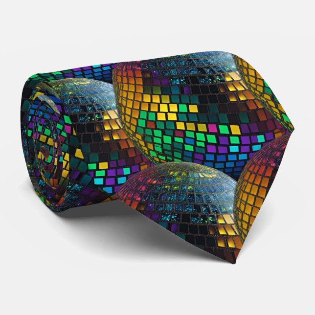 Retro Disco Ball - Dance Party Designer Necktie (Rolled)