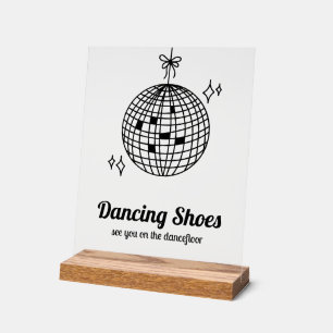 Retro Disco Ball Dancing Shoes Wedding Acrylic Sign