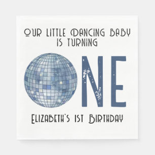 Retro Disco Ball First Birthday Party Napkin