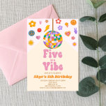 Retro Disco Ball Five Is A Vibe 5th Birthday Party Invitation<br><div class="desc">This is a Retro 70's Vintage Disco Ball Hippie Five Is A Vibe 5th Birthday Party Invitation.</div>