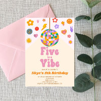 Retro Disco Ball Five Is A Vibe 5th Birthday Party