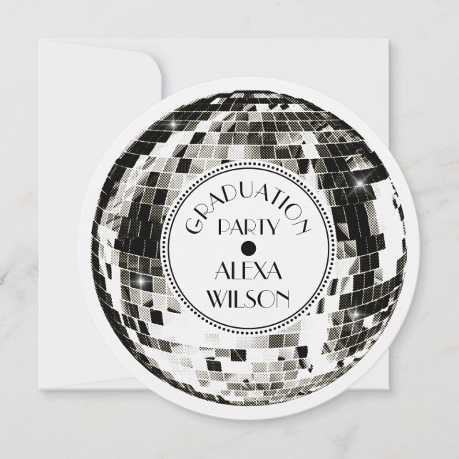 Retro Disco ball Graduation Party Invitation (Front)