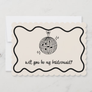 Retro Disco Ball Handwritten Bridesmaid Proposal Invitation