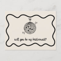 Retro Disco Ball Handwritten Bridesmaid Proposal