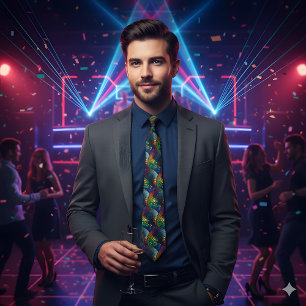 Retro Disco Ball Holographic Neck Tie