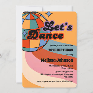 Retro Disco Ball Let's Dance Party Birthday Invitation