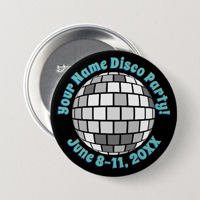 Retro Disco Ball PERSONALIZED Button (Front & Back)