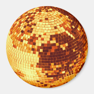 Retro disco ball sparkle glitter gold birthday magnet