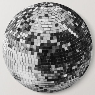 Retro disco ball sparkle glitter silver birthday 6 cm round badge