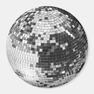 Retro disco ball sparkle glitter silver birthday magnet