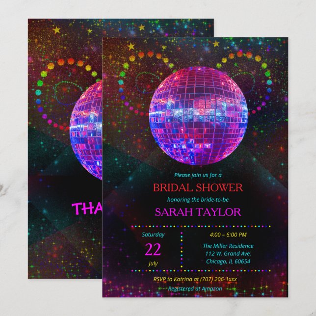 Retro Disco Bridal Shower Template  (Front/Back)
