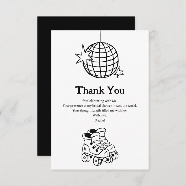Retro Disco Bridal Shower Thank You Card (Front/Back)