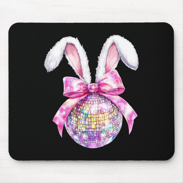 Retro Disco Byll Bunny Coquette Bow Easter Day Gir Mouse Mat (Front)
