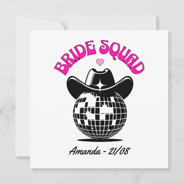 retro disco cowgirl bachelorette party bride squad invitation (Front)