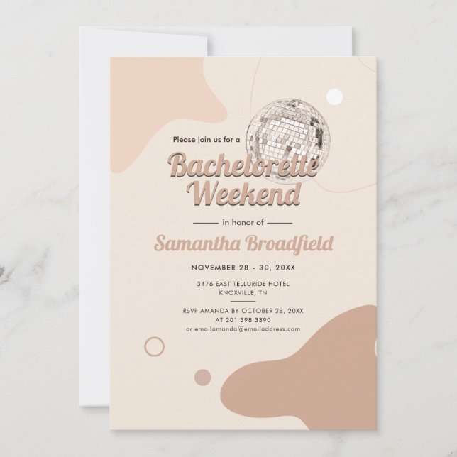 Retro Disco Cowgirl Bachelorette Weekend Invitation (Front)