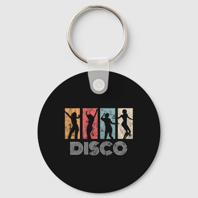 Retro Disco Dance 70s 80s Party Dance Dancer  Key Ring (Front)