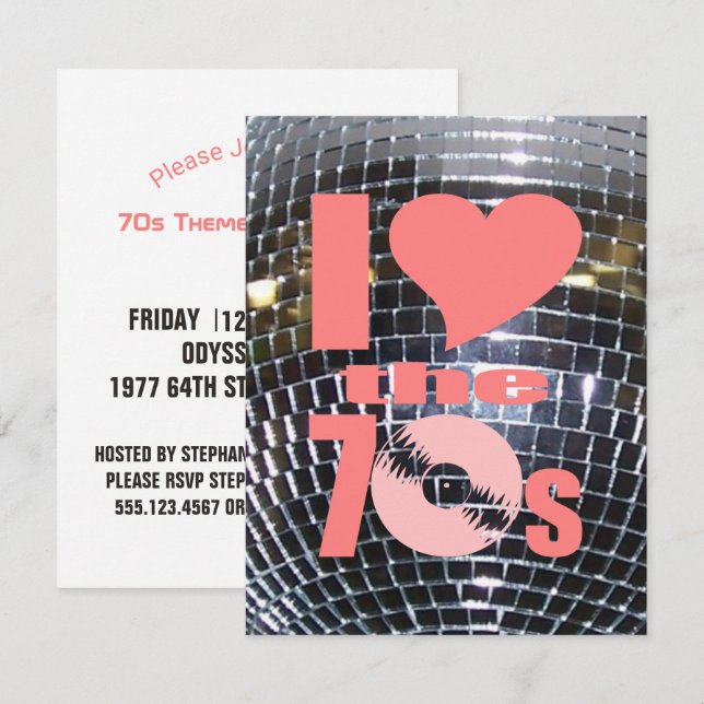 Retro Disco Dance Party | 70's Party Vinyl Record Invitation (Front/Back)