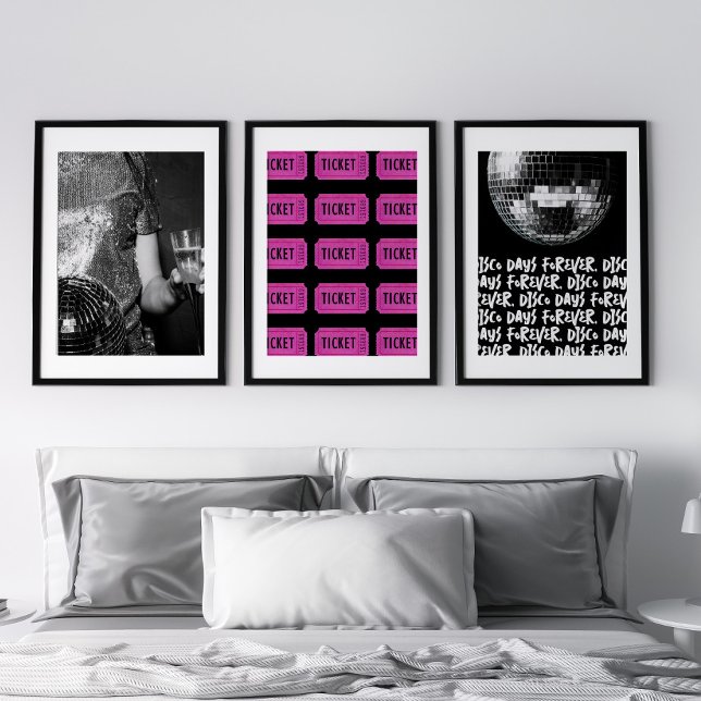 Retro Disco Days Disco Ball Black & White Pink (Creator Uploaded)