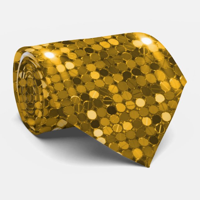 Retro Disco Gold Sequin Neck Tie (Rolled)
