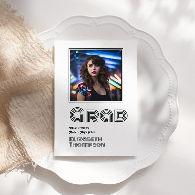 Retro Disco Graduation Photo Announcement (Retro Disco Graduation Photo Announcement)