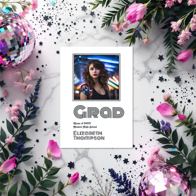 Retro Disco Graduation Photo Announcement (Retro Disco Graduation Photo Announcement)