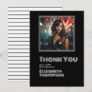 Retro Disco Graduation Photo Thank You Card