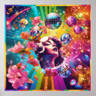 Retro disco night poster
