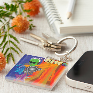 Retro Disco Party 70s Funk Art  Key Ring
