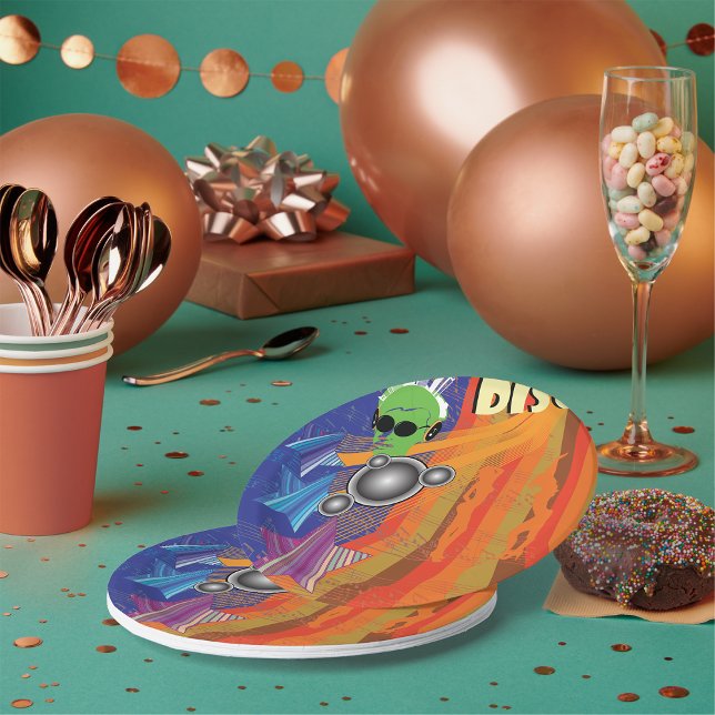 Retro Disco Party 70s Funk Art  Paper Plate (Creator Uploaded)