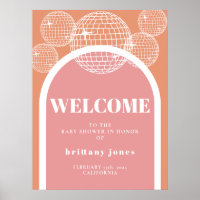 Retro Disco Pink and Orange Groovy Baby Shower
