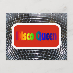 Retro Disco Queen Shiny Mirror Disco Ball Postcard