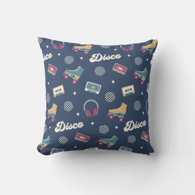 Retro Disco Roller Skates Pattern Cushion (Front)