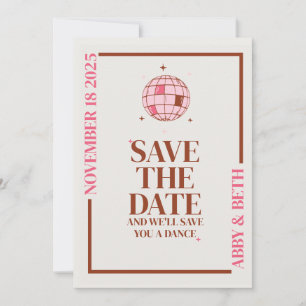 Retro Disco Save The Date Wedding Invitation 