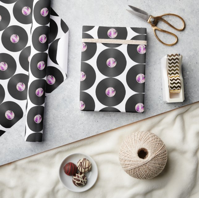 Retro Disco Vinyl Record Wrapping Paper (Crafts)