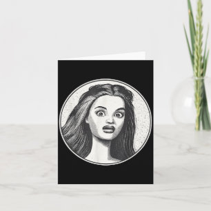 Retro Disgusted Doll Face Card