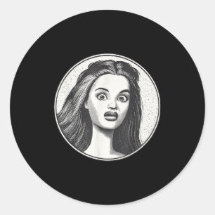 Retro Disgusted Doll Face Classic Round Sticker
