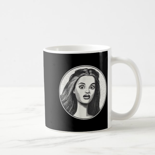 Retro Disgusted Doll Face  Coffee Mug (Right)